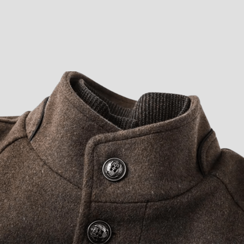 Men's elegant grey quilted stand collar outerwear, ideal for modern men's fashion.