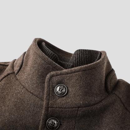 Men's elegant grey quilted stand collar outerwear, ideal for modern men's fashion.