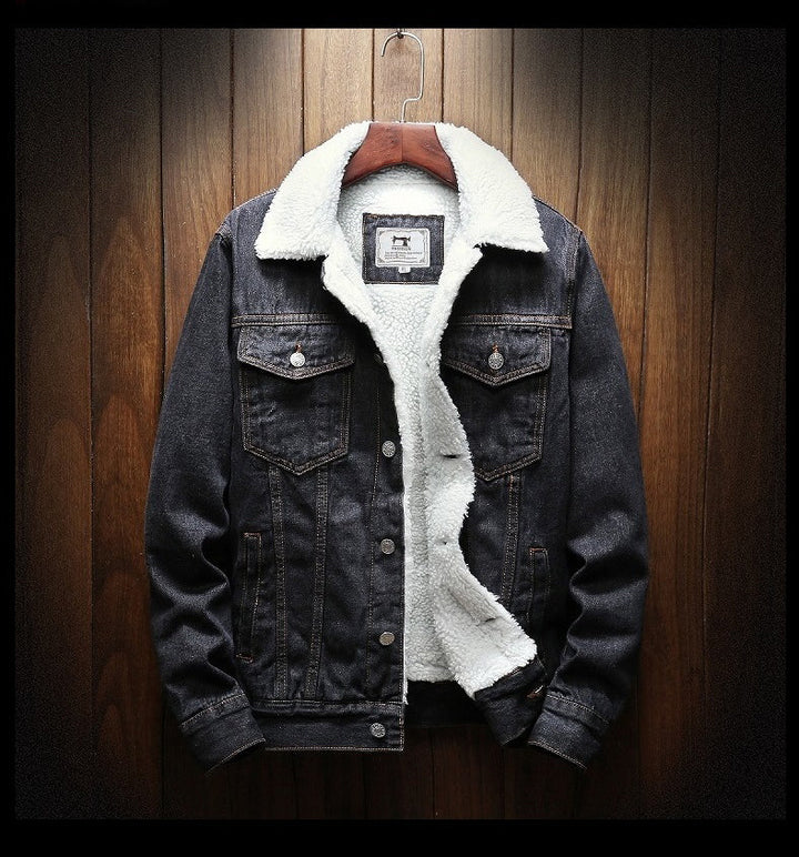 Samuel men's warm retro denim jacket, fleece-lined for ultimate comfort. A classic choice for cold weather.