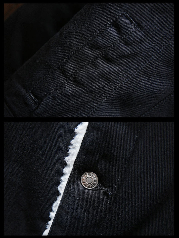 Men's warm retro fleece-lined denim jacket. Essential fall & winter casual outerwear with a classic fit.
