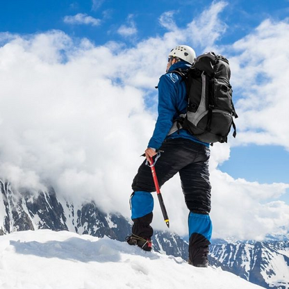 Insulated men's goose down thermal pants for skiing, snowboarding, hiking & cold weather camping expeditions.