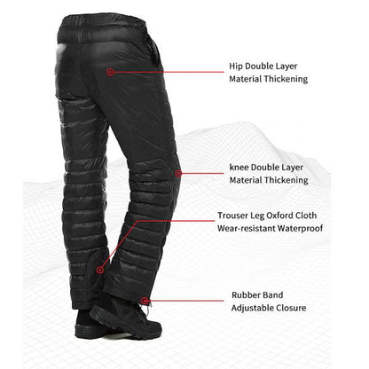Comfortable men's warm thermal pants with zippers, ideal for winter hiking, camping & outdoor cold weather activities.