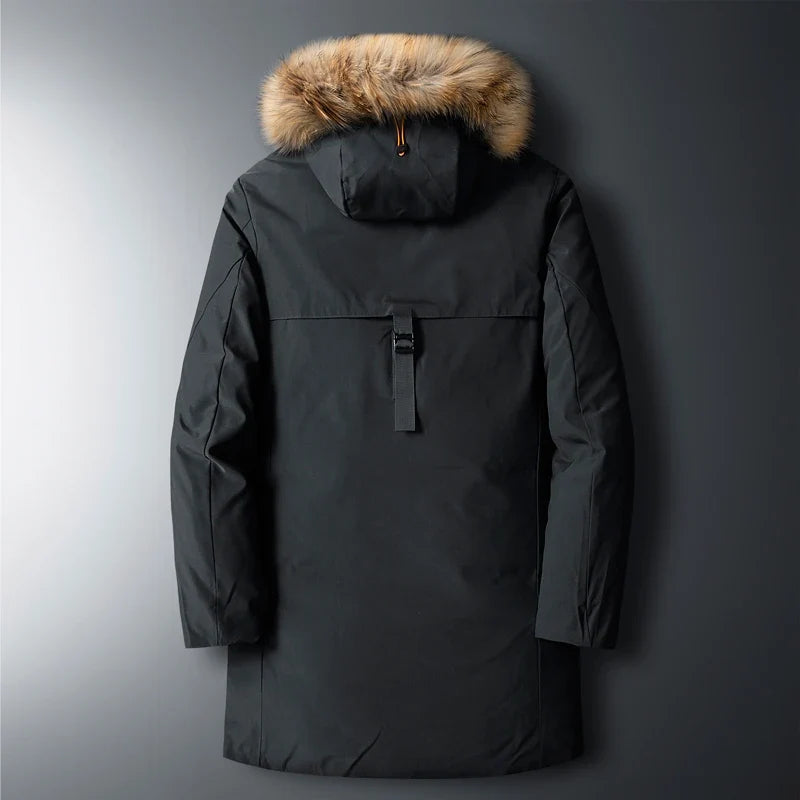 Stylish men's parka jacket in navy blue, a versatile winter coat for daily wear, outdoor gear & men's fashion.