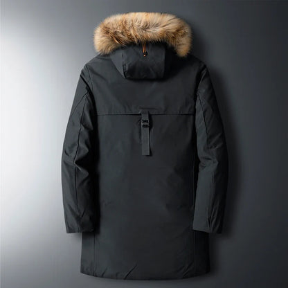 Stylish men's parka jacket in navy blue, a versatile winter coat for daily wear, outdoor gear & men's fashion.