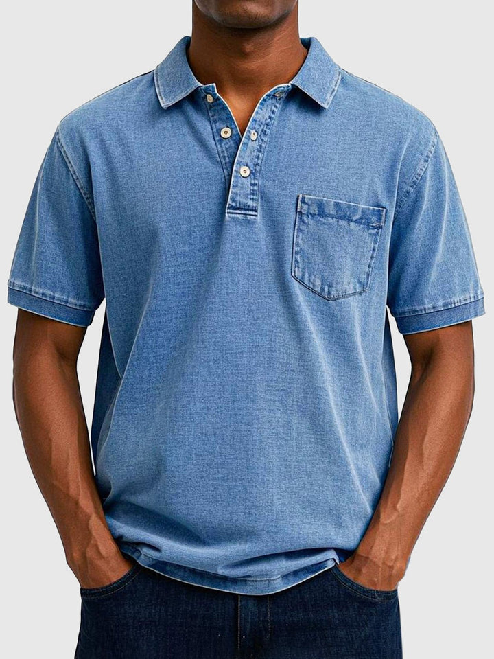 Men's washed casual polo shirt in a relaxed fit, perfect for all-day comfort and effortless summer style.
