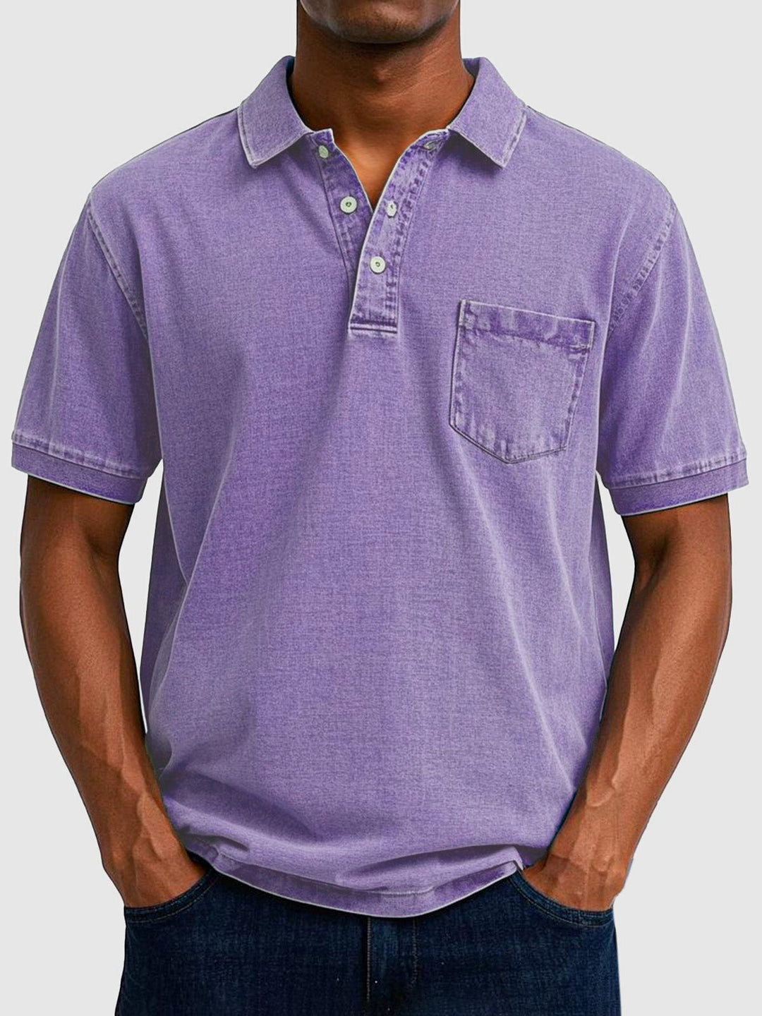Premium men's casual polo top, offering all-day comfort and a timeless washed style for summer.