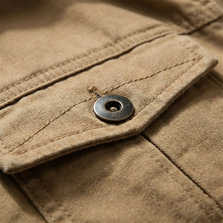 Modern men's water-repellent parka with hood. Windproof everyday coat, great for layered fall winter style.