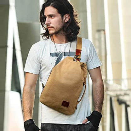 Man wearing a secure anti-theft crossbody bag, stylish & convenient for travel and daily use.