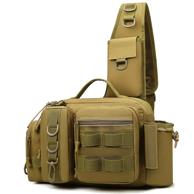 Men's waterproof waist pack. Multi-purpose fishing tackle bag for anglers, durable outdoor gear.