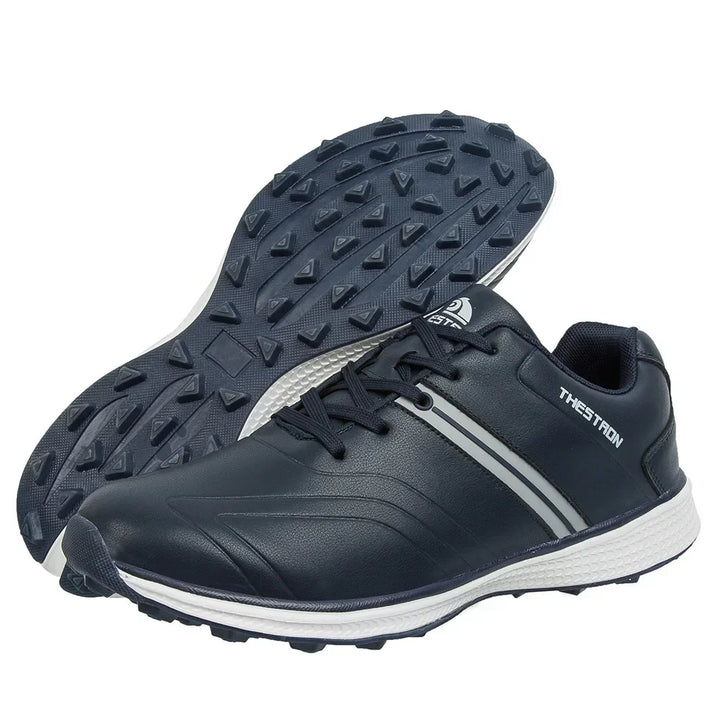 Professional men's golf shoes, waterproof, delivering superior spike traction and stability for competitive play.