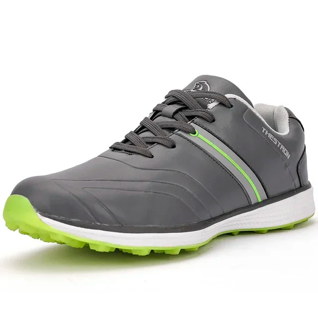 High-performance men's waterproof golf footwear, engineered with superior spike traction for stability on the green.