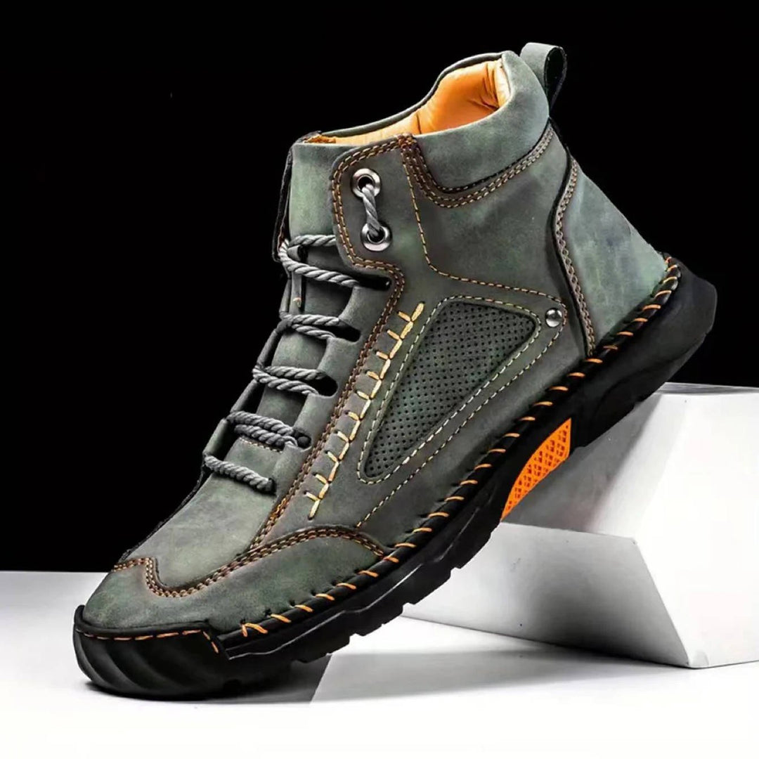 Durable men's footwear: waterproof hiking boots designed for outdoor comfort.