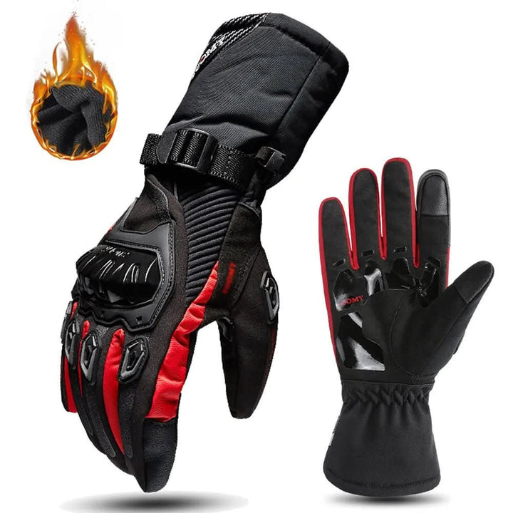 Waterproof men's insulated motorbike gloves for winter. Touchscreen compatible & protective for riders.