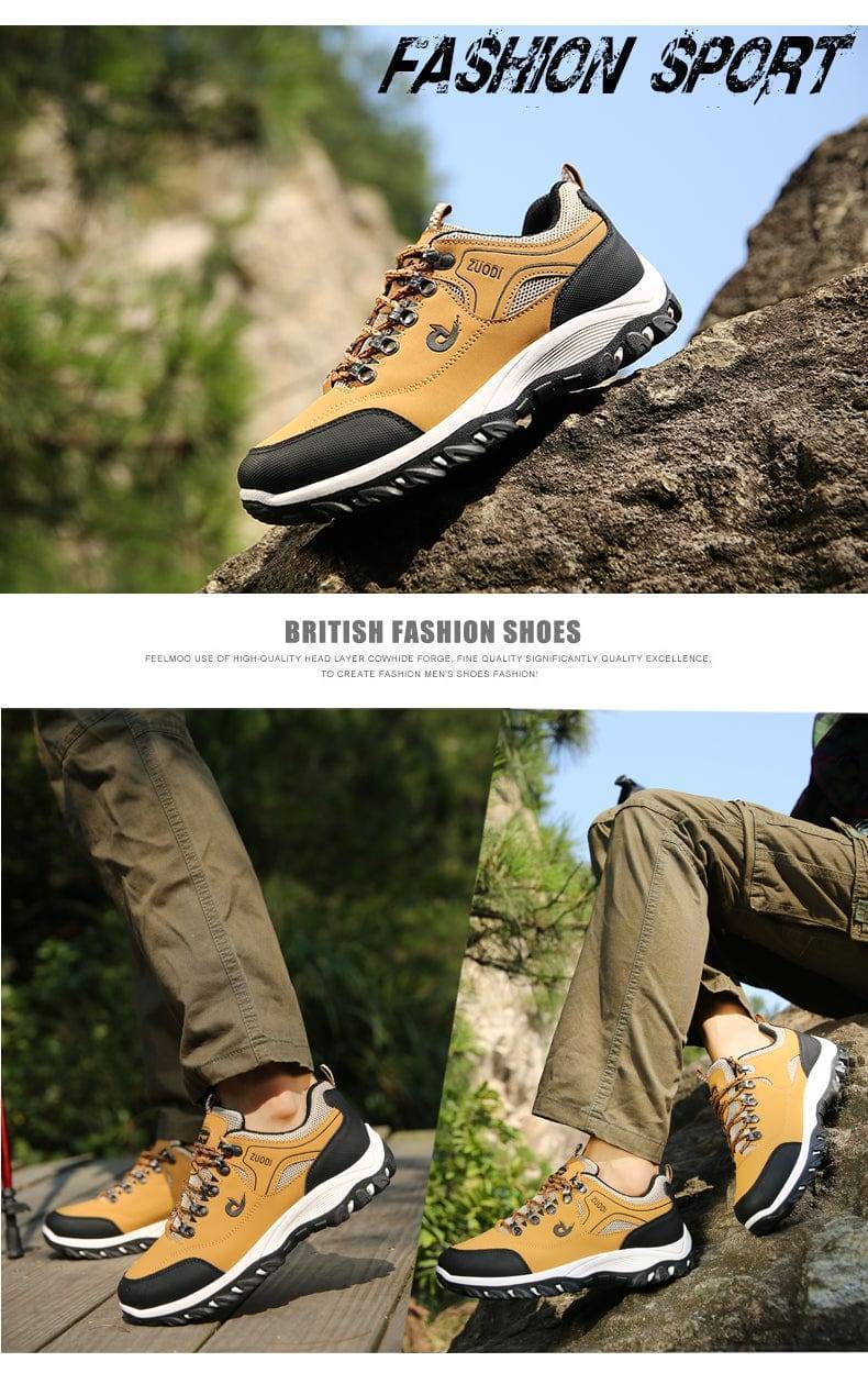 Men's waterproof outdoor leather shoes styled for both hiking and casual everyday wear