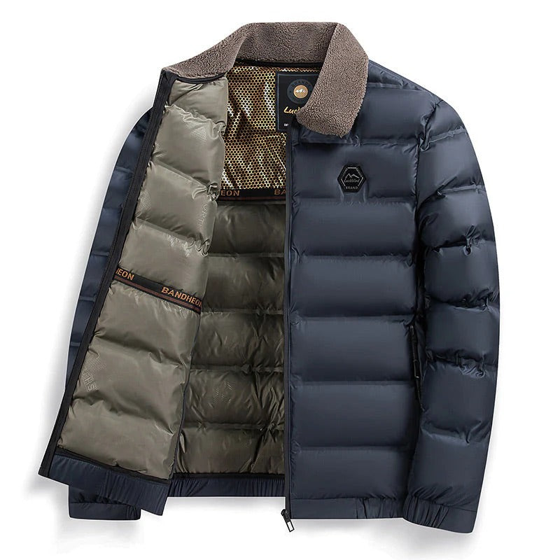 Stylish men's durable waterproof winter jacket. Padded & insulated for warmth, ideal for cold weather.