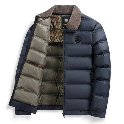 Stylish men's durable waterproof winter jacket. Padded & insulated for warmth, ideal for cold weather.