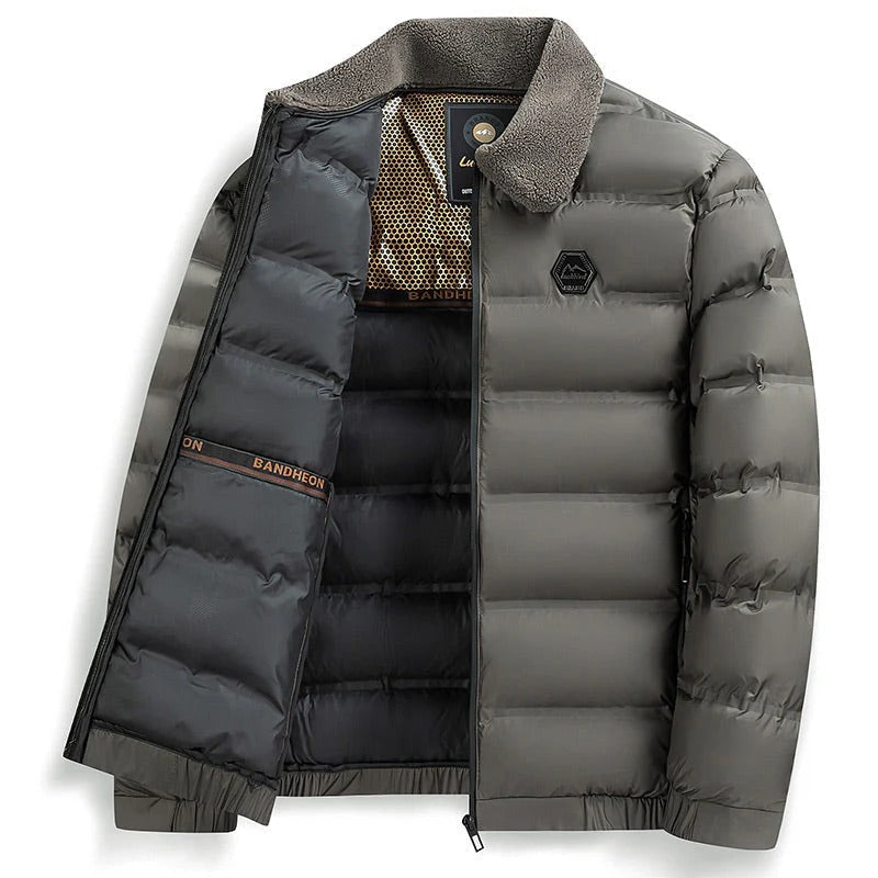Warm men's padded winter jacket, waterproof & insulated to stay dry in cold, wet weather.