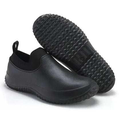 Non-slip men's waterproof work footwear, easy slip-on design for quick wear and all-day comfort.