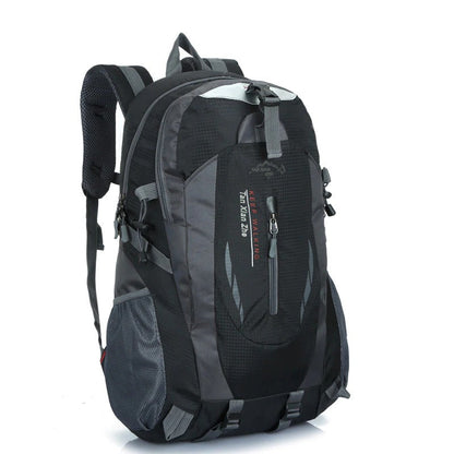 Men's waterproof travel backpack, durable nylon, large capacity for hiking & camping. Ideal for outdoor adventures.