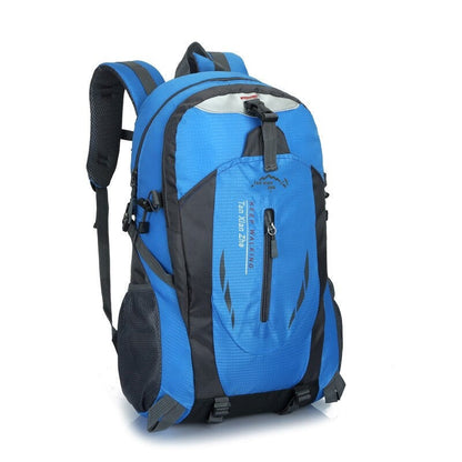 Spacious men's waterproof travel backpack, ergonomic design for comfortable carrying during hiking, camping & outdoor trips.
