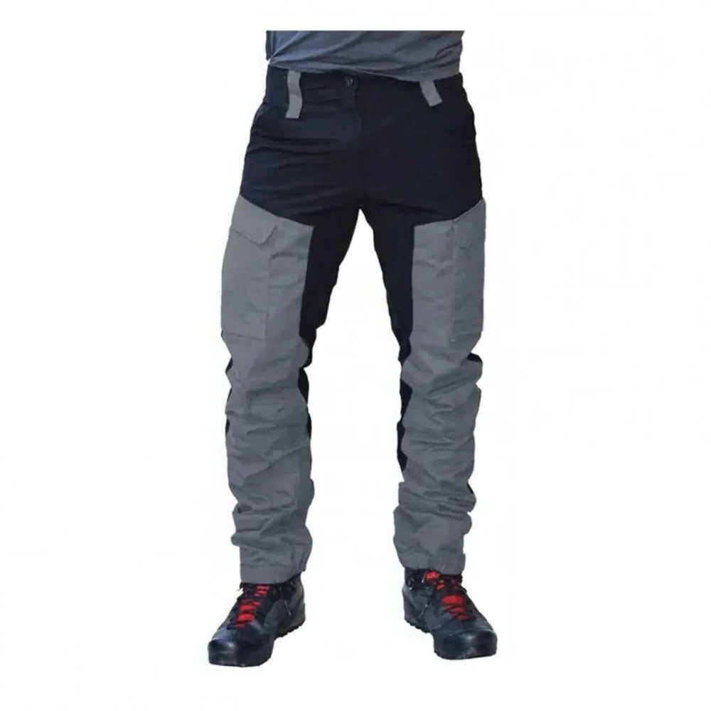 Men's weatherproof cargo pants, dark olive, with multiple utility pockets, ideal for outdoor work & rugged adventure.