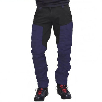 Durable men's weatherproof cargo pants in black, designed for tough workwear and active outdoor use. Robust construction.
