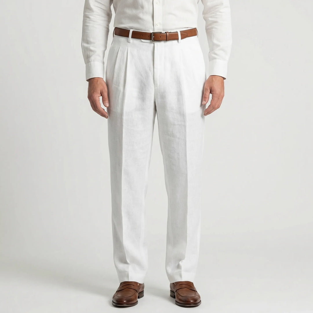 Professional men's pleated pants with a comfortable straight leg, great for a polished business casual look.