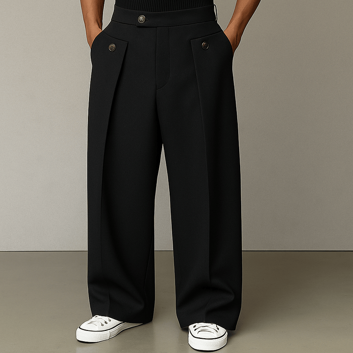 Comfortable men's wide-leg trousers, a versatile bottom for modern men's fashion and everyday casual wear.