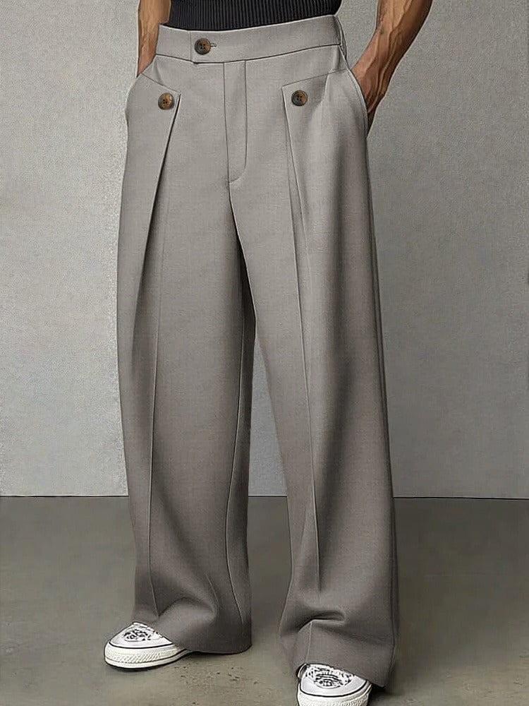 Men's fashion wide-leg trousers, an essential bottom for both casual and smart-casual looks, offering comfort.