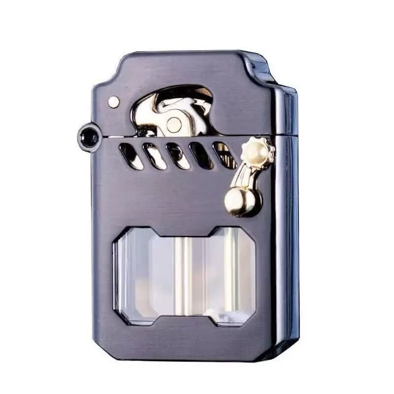 Stylish metal windproof lighter with unique gear mechanism, perfect for mens accessories.