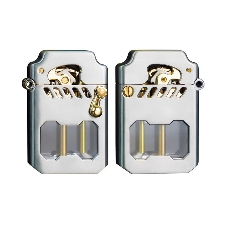 Dependable windproof lighter with intricate gear mechanism, ensuring a consistent flame.