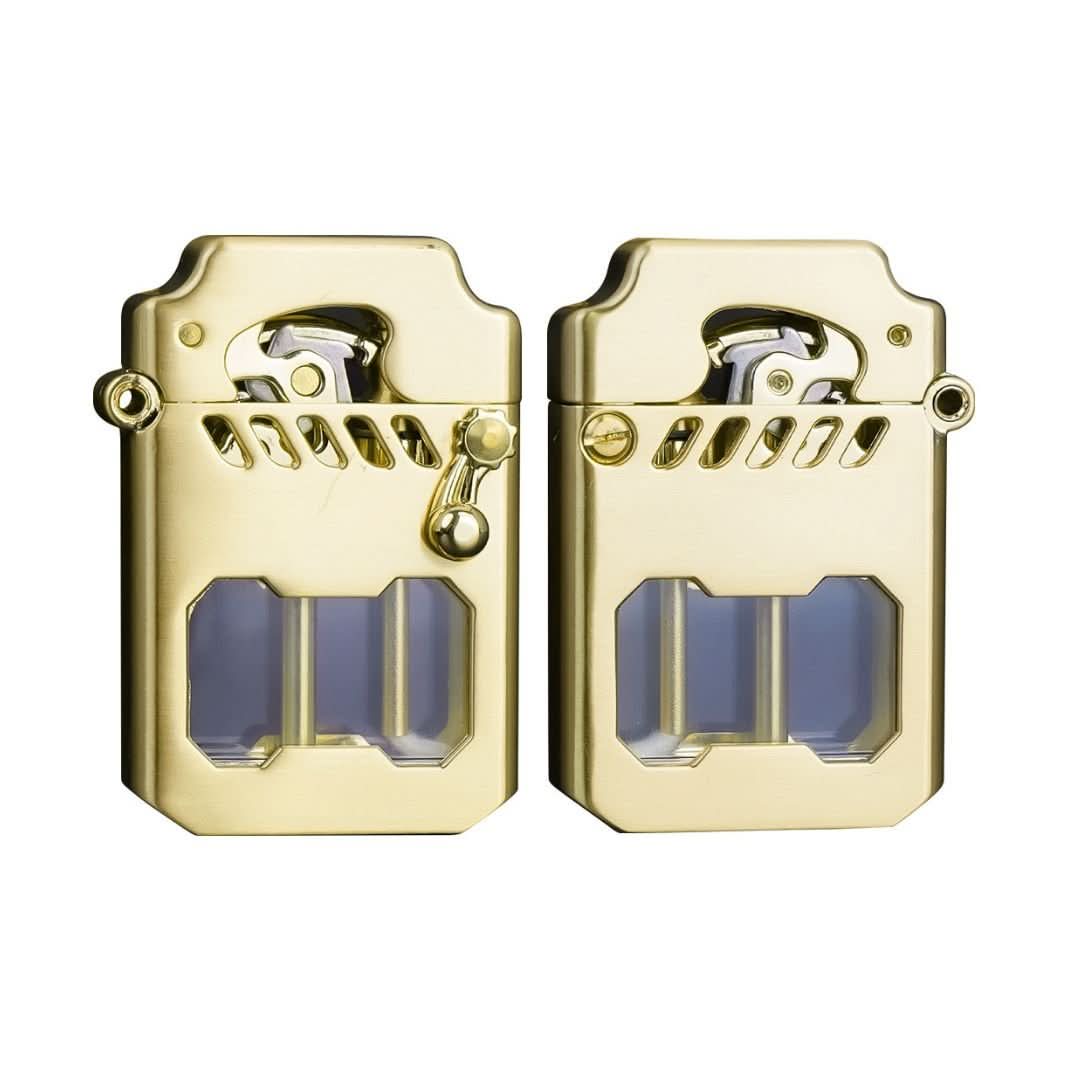 High-quality windproof lighter with a visible gear mechanism, perfect for outdoor & EDC needs.