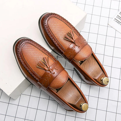 Premium men's woven tassel loafers, combining polished style with superior comfort and durability.