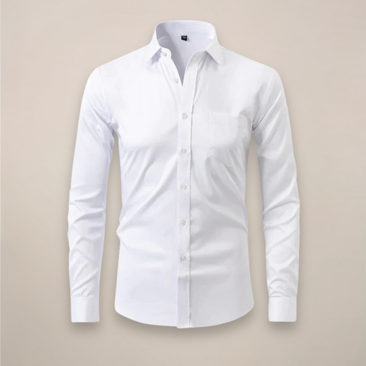 Versatile men's long-sleeve button-up shirt, perfect for business casual & office attire.