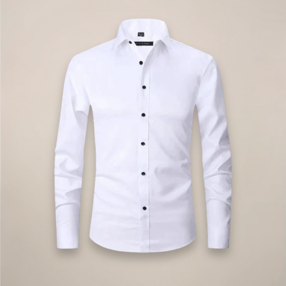 Timeless men's long-sleeve button-up shirt with structured fit & wrinkle-free fabric.