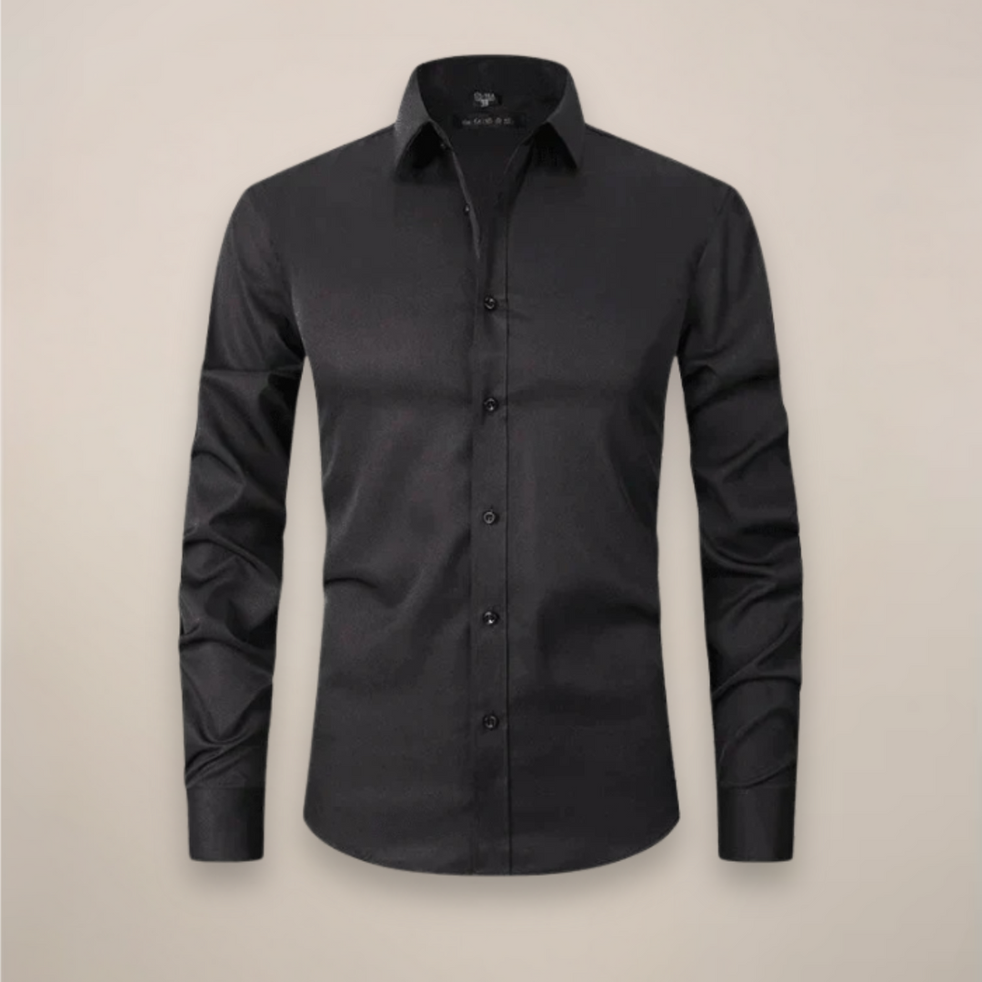 Men's versatile long-sleeve button-up for all occasions, wrinkle-free & easy care.