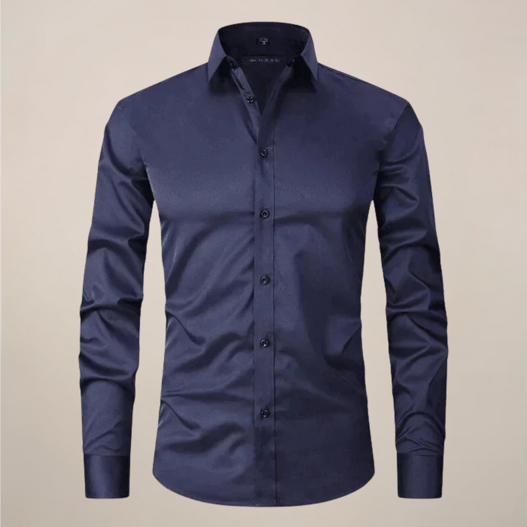 Stylish men's long-sleeve button-up for all occasions, wrinkle-free & comfortable.
