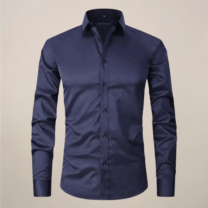 Stylish men's long-sleeve button-up for all occasions, wrinkle-free & comfortable.