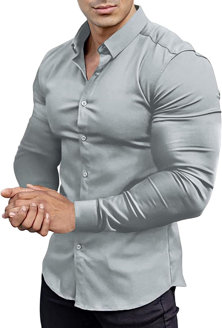 Men's wrinkle-free slim fit dress shirt for a polished office look. Easy care & sharp.