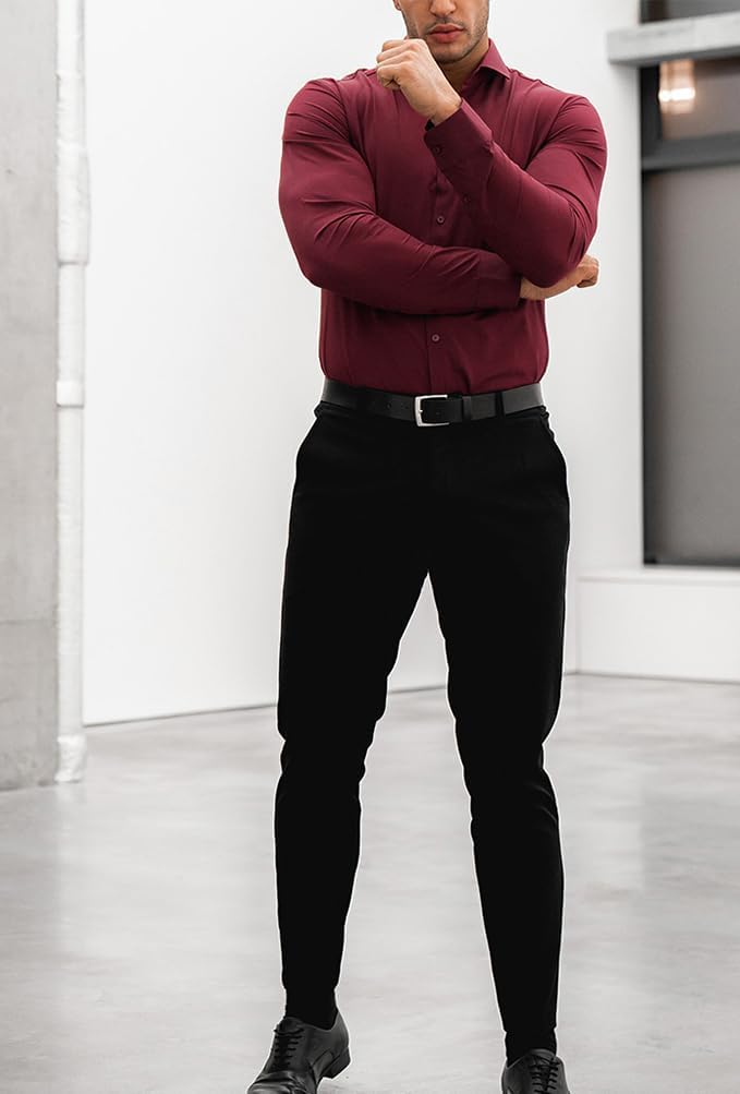 David men's wrinkle-free slim fit shirt, perfect for a polished, ready-to-go look.