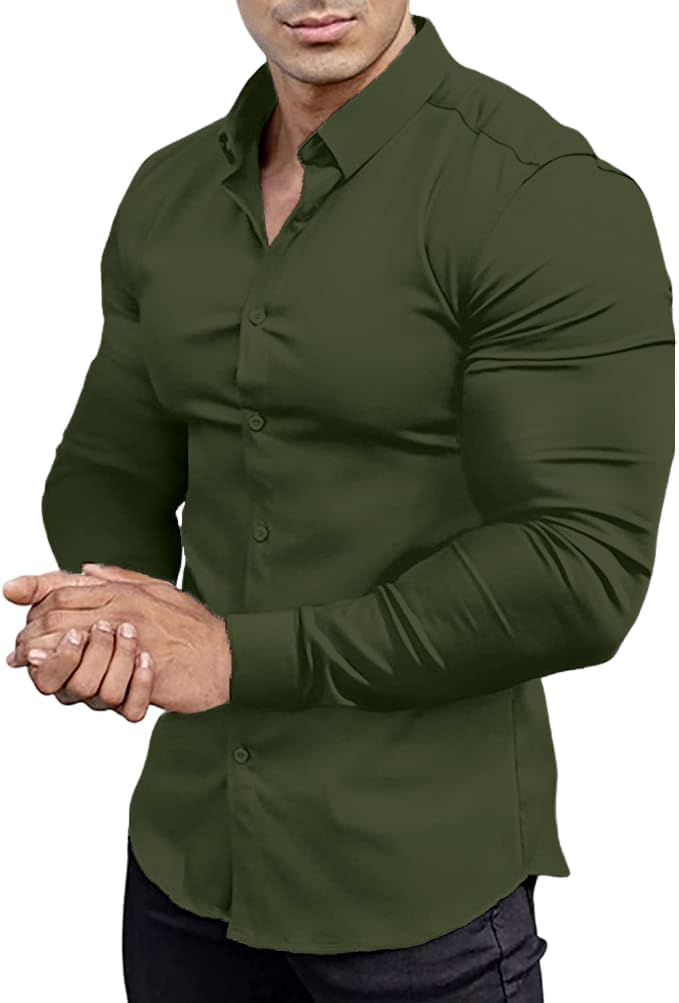 Men's fashion slim fit shirt, wrinkle-free, offering a modern and sophisticated appeal.