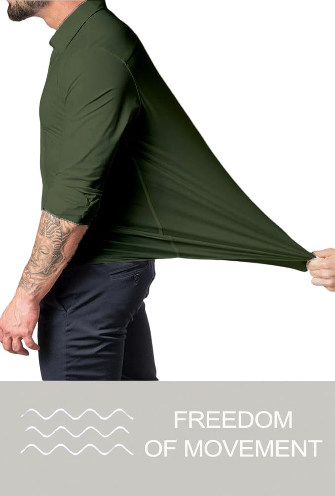 Versatile men's wrinkle-free shirt, slim fit, ideal for both formal and casual settings.