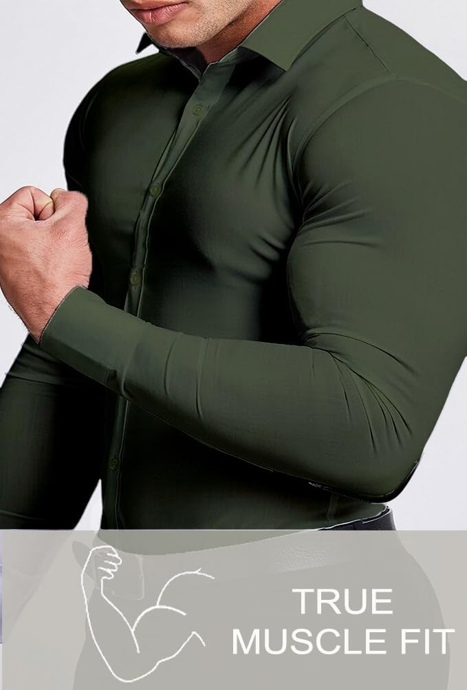 Smart men's slim fit office shirt, wrinkle-free, ensuring a neat and professional appearance.