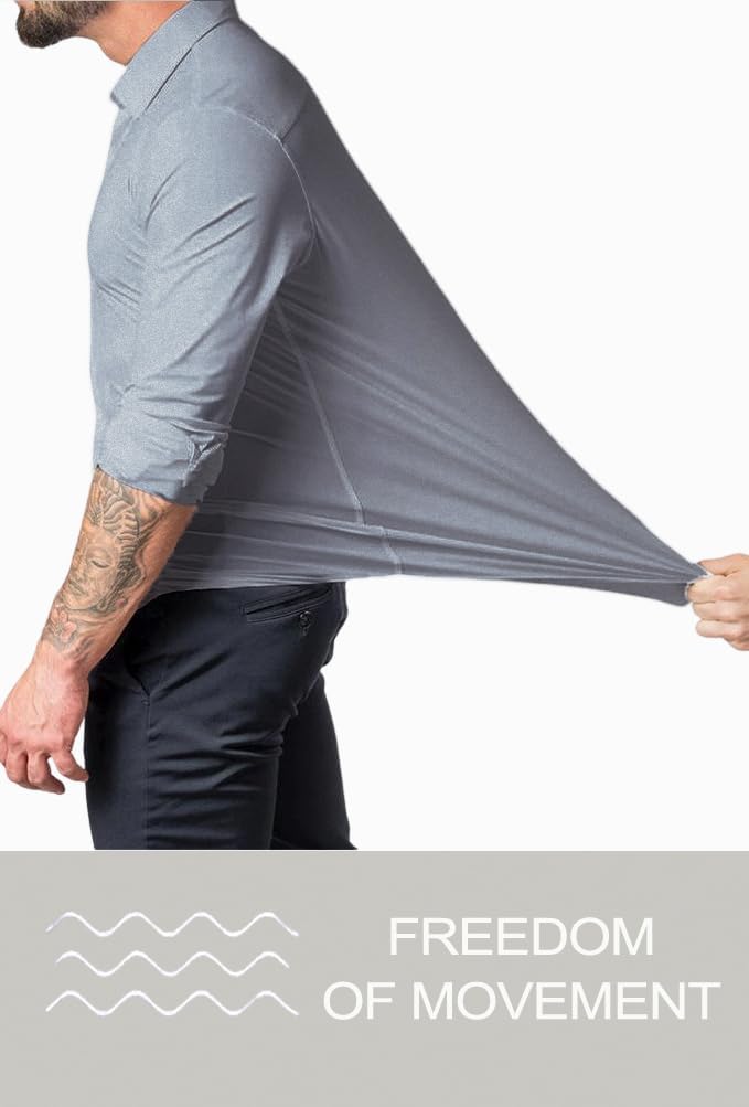 David men's long sleeve slim fit shirt, wrinkle-free for effortless style & comfort.