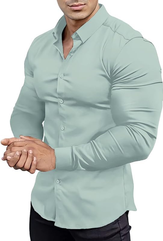David men's casual slim fit shirt, wrinkle-free, perfect for a neat yet relaxed look.