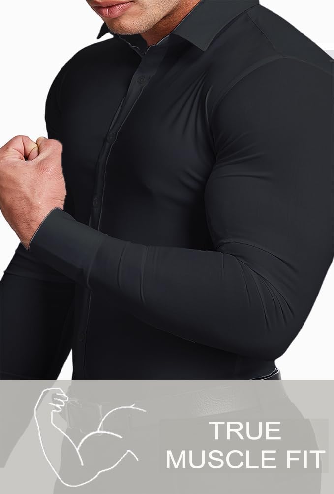 Men's fashion staple: slim fit, wrinkle-free dress shirt for a refined and stylish look.