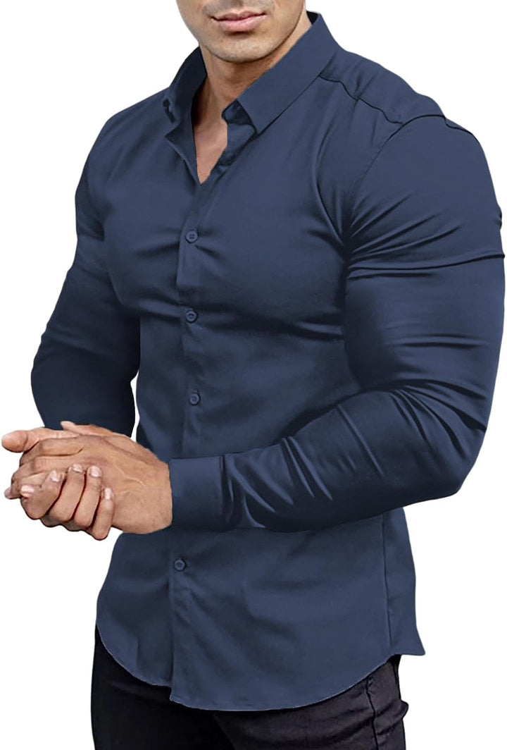 Sharp men's slim fit shirt, wrinkle-free, perfect for making a lasting impression.