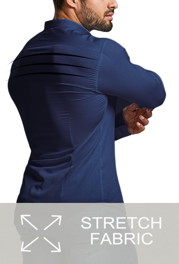 Long sleeve men's office shirt, slim fit, wrinkle-free, designed for ultimate professional comfort.
