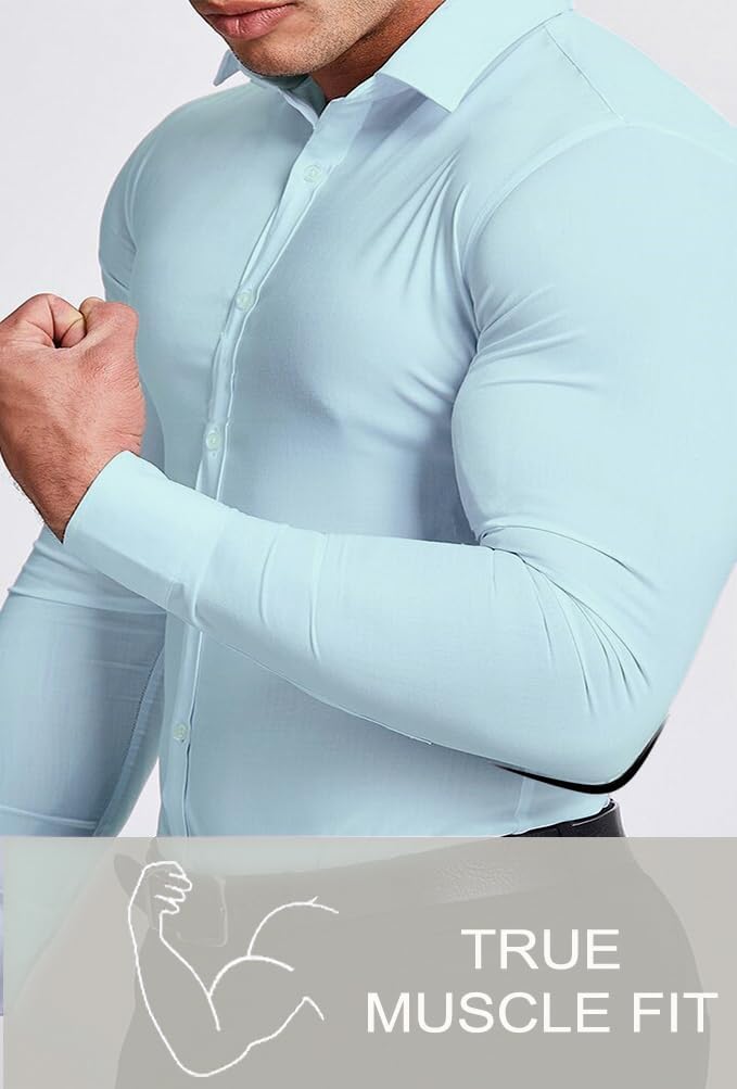Versatile men's slim fit dress shirt, wrinkle-free, suitable for all formal & semi-formal events.