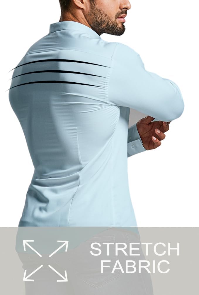 Men's long sleeve wrinkle-free shirt, slim fit, ensuring a crisp look from morning to night.